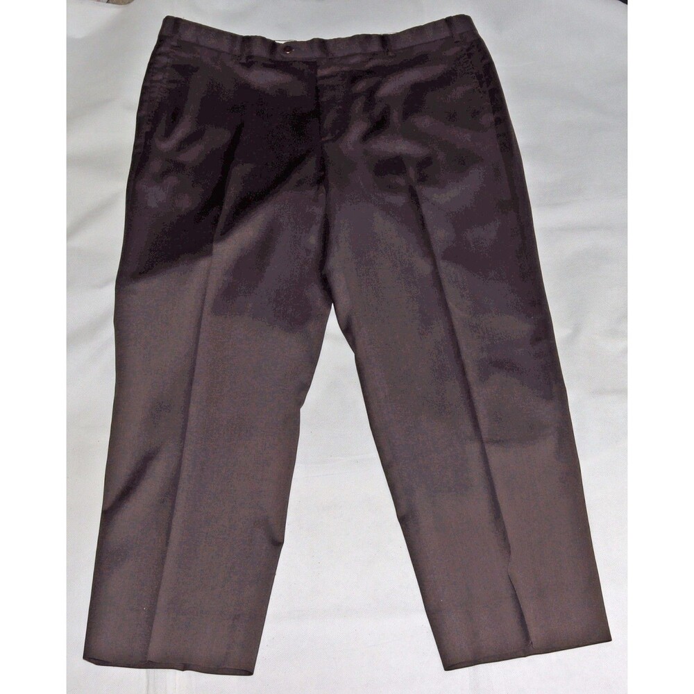 Zanella Todd Men's Dress Slacks Flat Front Brown Wool Trousers Pants Size 40